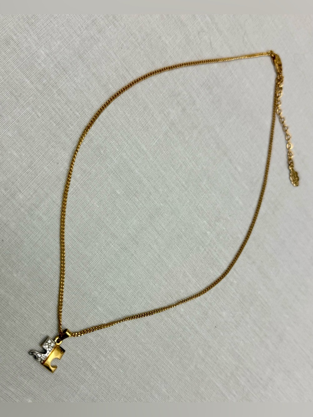 COURREGES Paris Vintage Y2K Luxury Everyday Two-Tone Rhinestone Logo Necklace - Picture 5 of 10